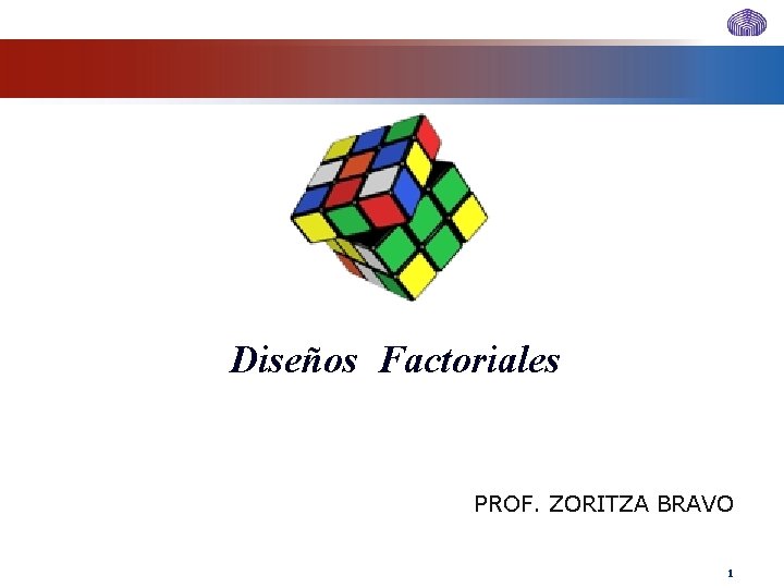Diseños Factoriales PROF. ZORITZA BRAVO 1 