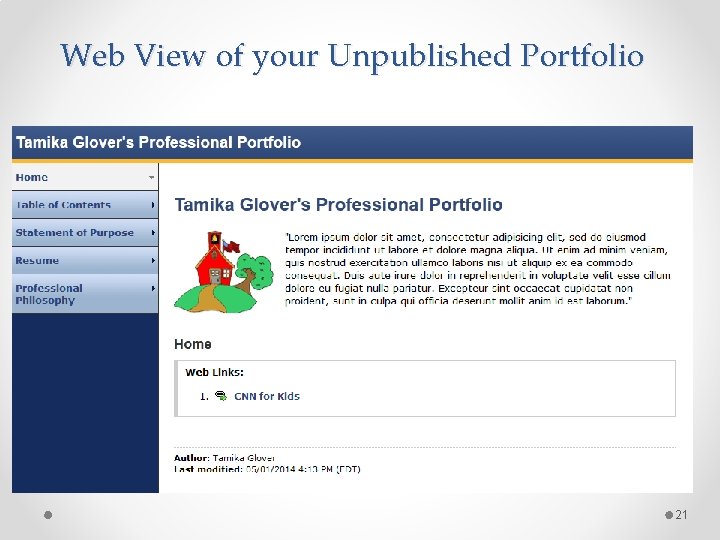 Web View of your Unpublished Portfolio 21 
