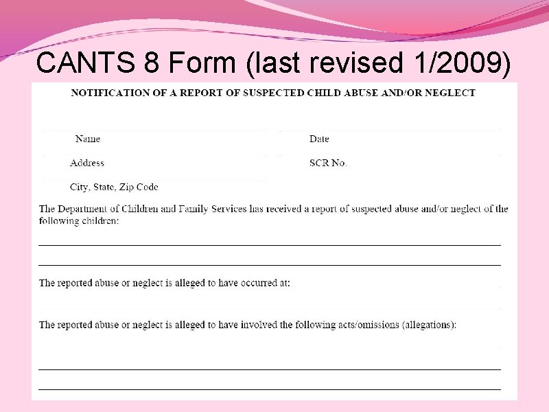 CANTS 8 Form (last revised 1/2009) 