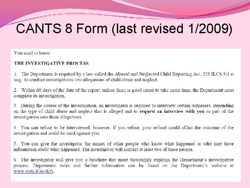 CANTS 8 Form (last revised 1/2009) 