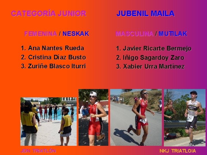 CATEGORÍA JUNIOR FEMENINA / NESKAK 1. Ana Nantes Rueda 2. Cristina Díaz Busto 3.