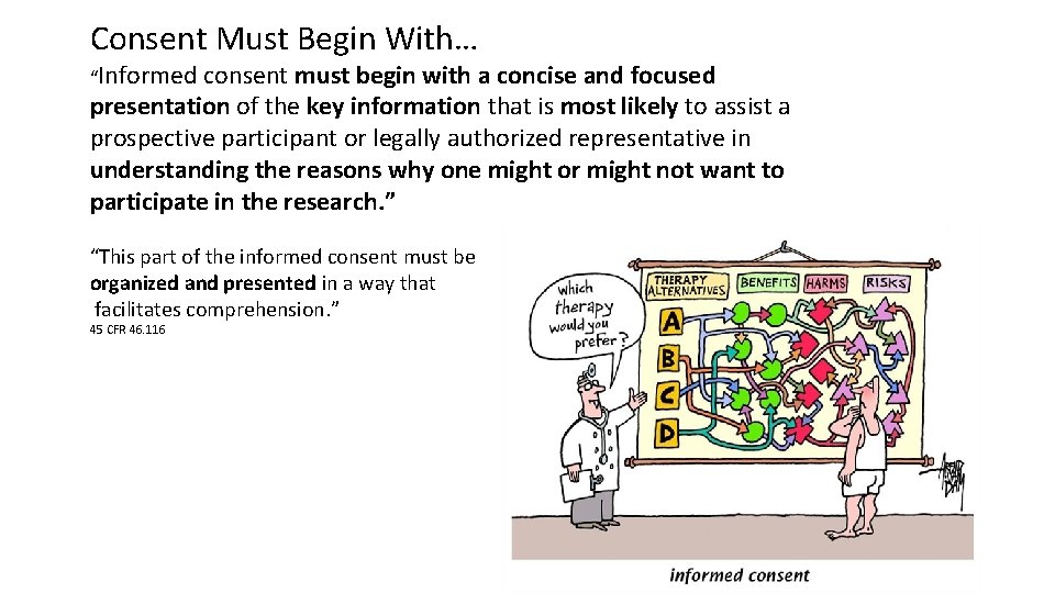 Consent Must Begin With… “Informed consent must begin with a concise and focused presentation
