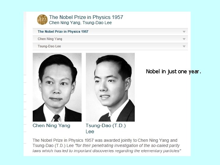 Nobel in just one year. 