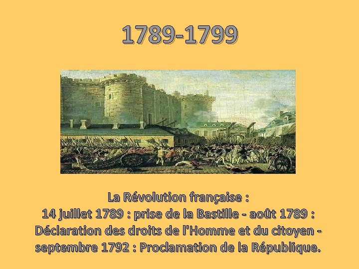 1789 -1799 La Révolution française : 14 juillet 1789 : prise de la Bastille