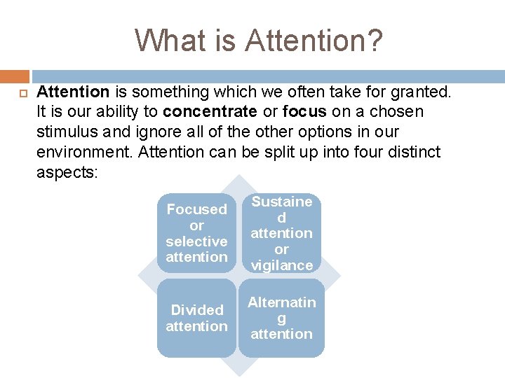 What is Attention? Attention is something which we often take for granted. It is