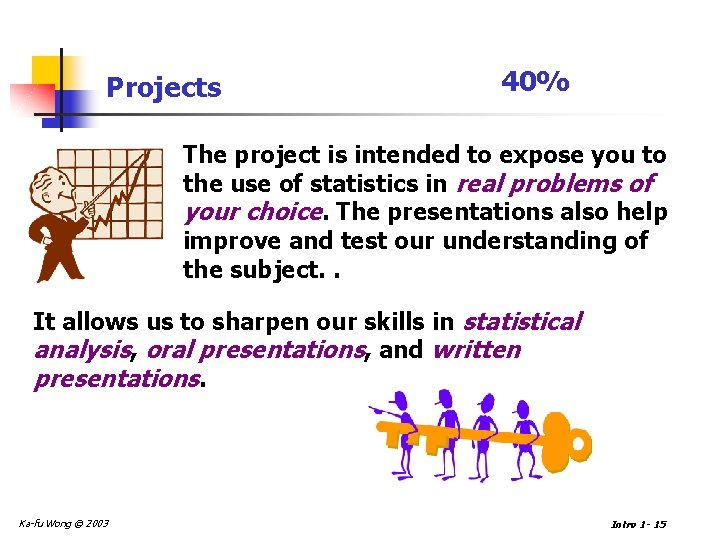 Projects 40% The project is intended to expose you to the use of statistics