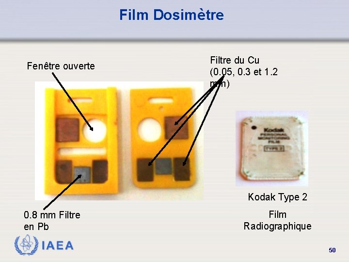 Film Dosimètre Fenêtre ouverte Filtre du Cu (0. 05, 0. 3 et 1. 2