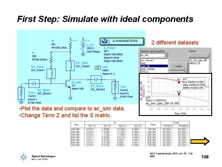 First Step: Simulate with ideal components 2 different datasets • Plot the data and