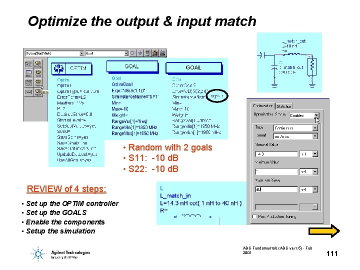 Optimize the output & input match • Random with 2 goals • S 11: