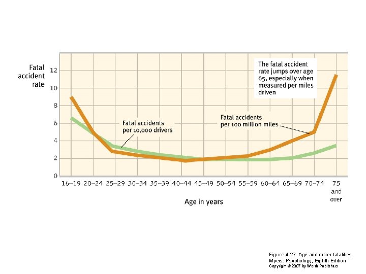 Figure 4. 27 Age and driver fatalities Myers: Psychology, Eighth Edition Copyright © 2007