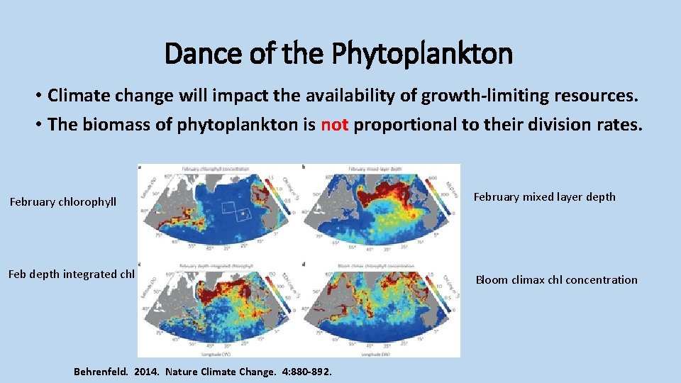 Dance of the Phytoplankton • Climate change will impact the availability of growth-limiting resources.