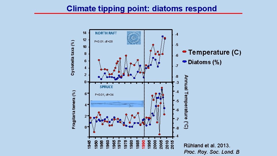 Climate tipping point: diatoms respond NORTH RAFT 12 -4 P<0. 01. df=28 -5 10