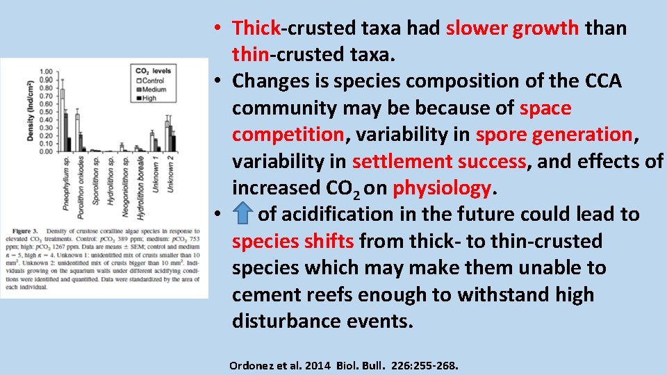  • Thick-crusted taxa had slower growth than thin-crusted taxa. • Changes is species