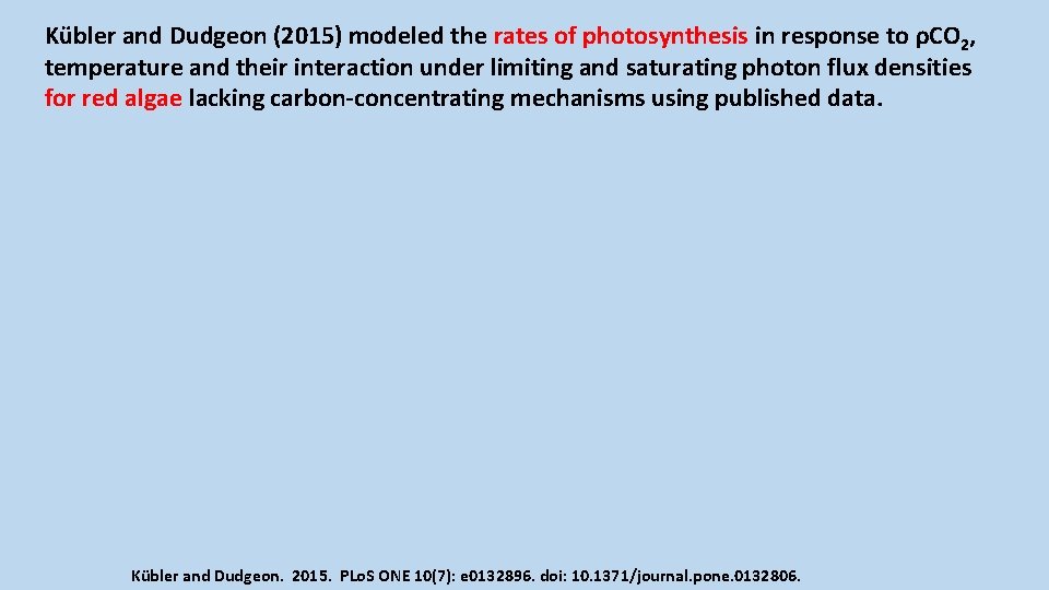Kübler and Dudgeon (2015) modeled the rates of photosynthesis in response to ρCO 2,