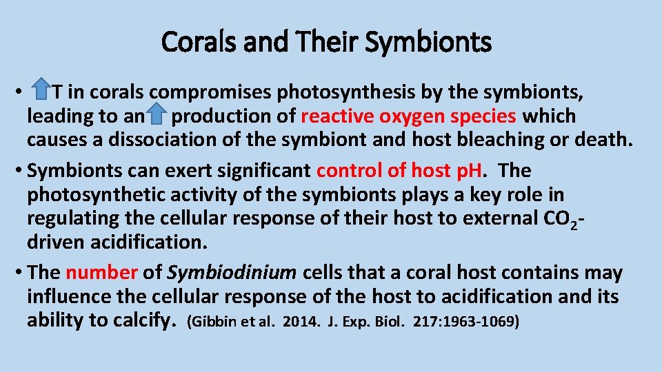 Corals and Their Symbionts T in corals compromises photosynthesis by the symbionts, leading to