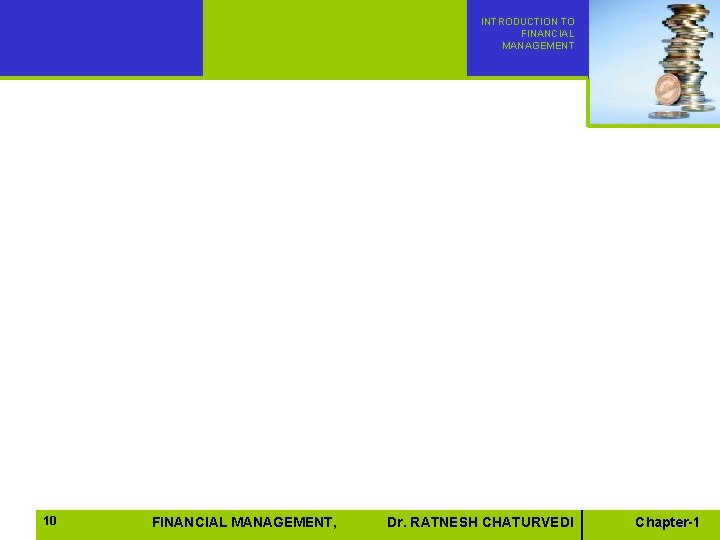 INTRODUCTION TO FINANCIAL MANAGEMENT 10 FINANCIAL MANAGEMENT, Dr. RATNESH Dr. Sudhindra CHATURVEDI Bhat Excel INTRODUCTION TO FINANCIAL MANAGEMENT 10 FINANCIAL MANAGEMENT, Dr. RATNESH Dr. Sudhindra CHATURVEDI Bhat Excel