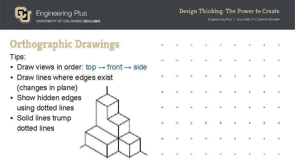Orthographic Drawings Tips: • Draw views in order: top → front → side •