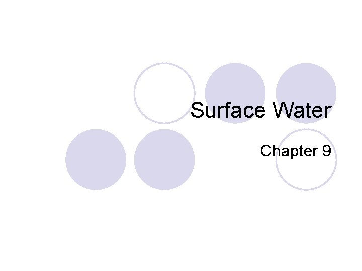 Surface Water Chapter 9 