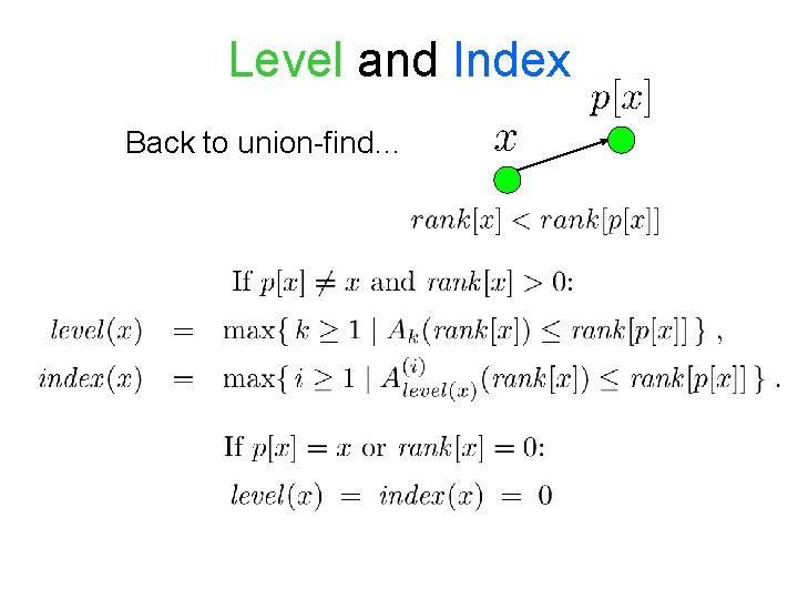 Level and Index Back to union-find… 