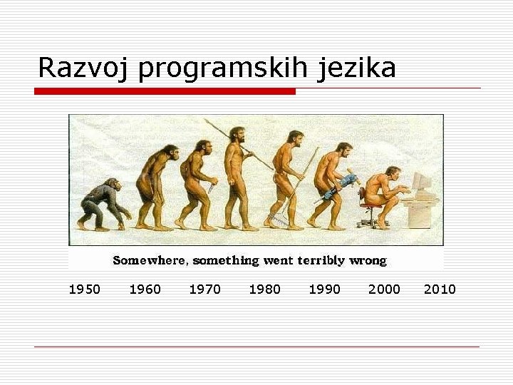 Razvoj programskih jezika 1950 1960 1970 1980 1990 2000 2010 