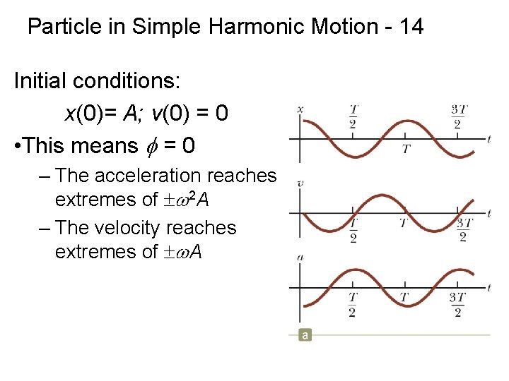 Particle in Simple Harmonic Motion - 14 Initial conditions: x(0)= A; v(0) = 0