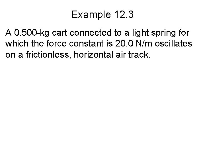 Example 12. 3 A 0. 500 -kg cart connected to a light spring for