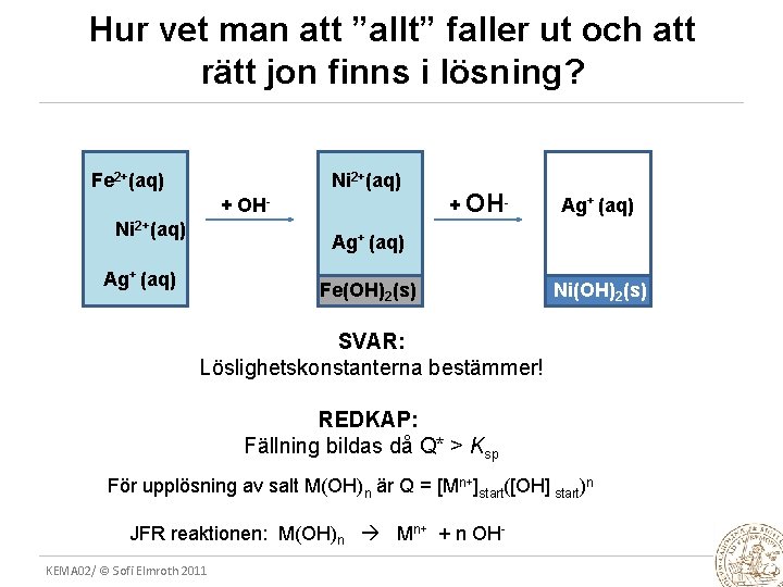 Hur vet man att ”allt” faller ut och att rätt jon finns i lösning?