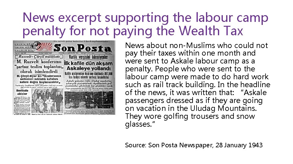 News excerpt supporting the labour camp penalty for not paying the Wealth Tax News