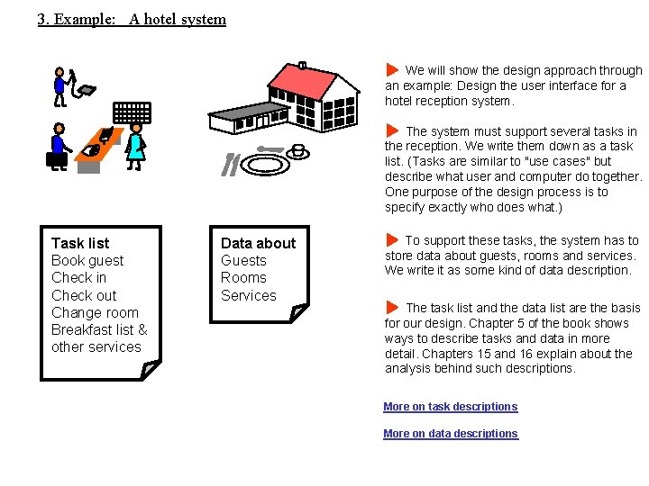 3. Example: A hotel system We will show the design approach through an example: