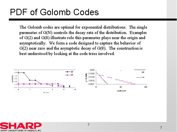 PDF of Golomb Codes The Golomb codes are optimal for exponential distributions. The single