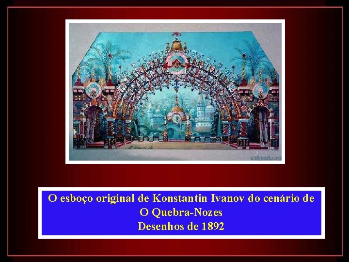 O esboço original de Konstantin Ivanov do cenário de O Quebra-Nozes Desenhos de 1892