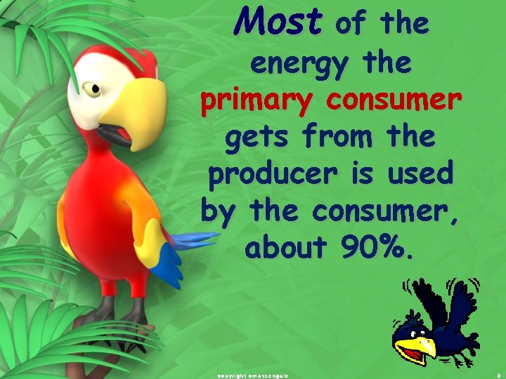 Most of the energy the primary consumer gets from the producer is used by