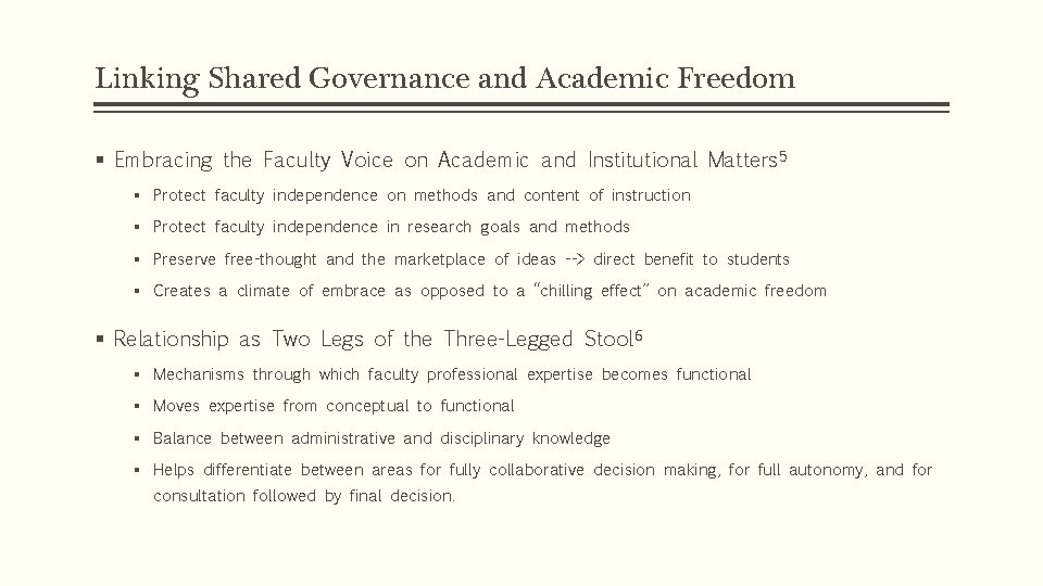 Linking Shared Governance and Academic Freedom § Embracing the Faculty Voice on Academic and