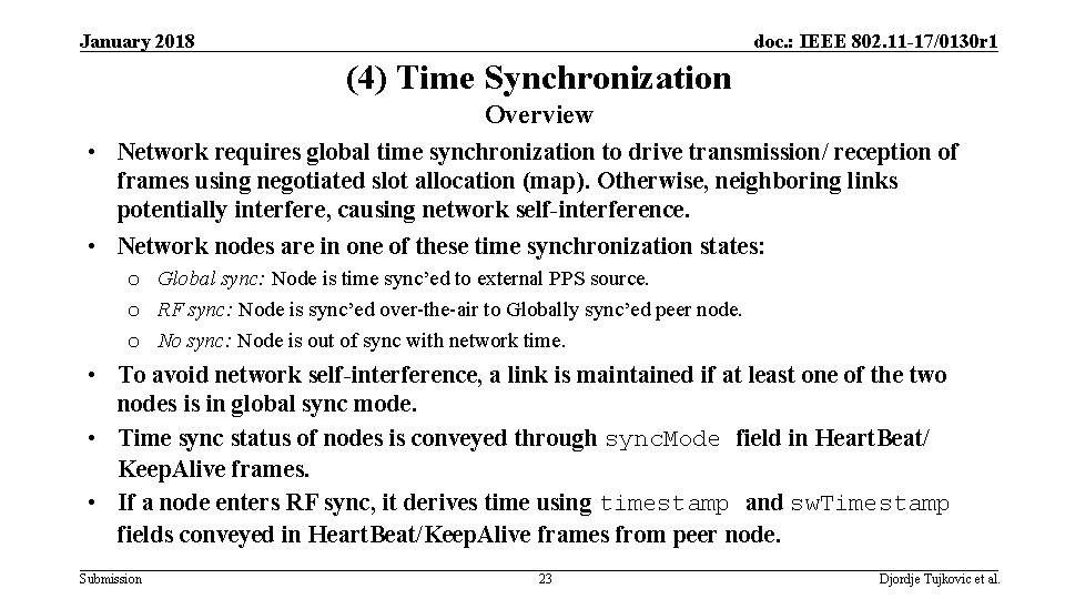 January 2018 doc. : IEEE 802. 11 -17/0130 r 1 (4) Time Synchronization Overview