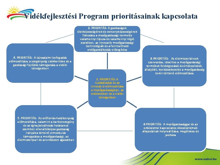 Vidékfejlesztési Program prioritásainak kapcsolata 2. PRIORITÁS: A gazdaságok életképességének és versenyképességének fokozása a mezőgazdasági