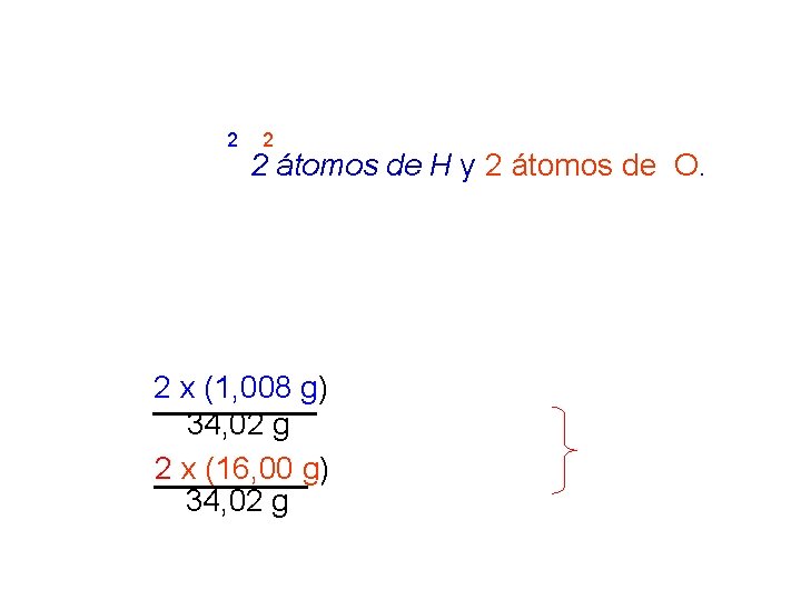 Ejemplo: La fórmula molecular del peróxido de hidrógeno, (H 2 O 2), indica que