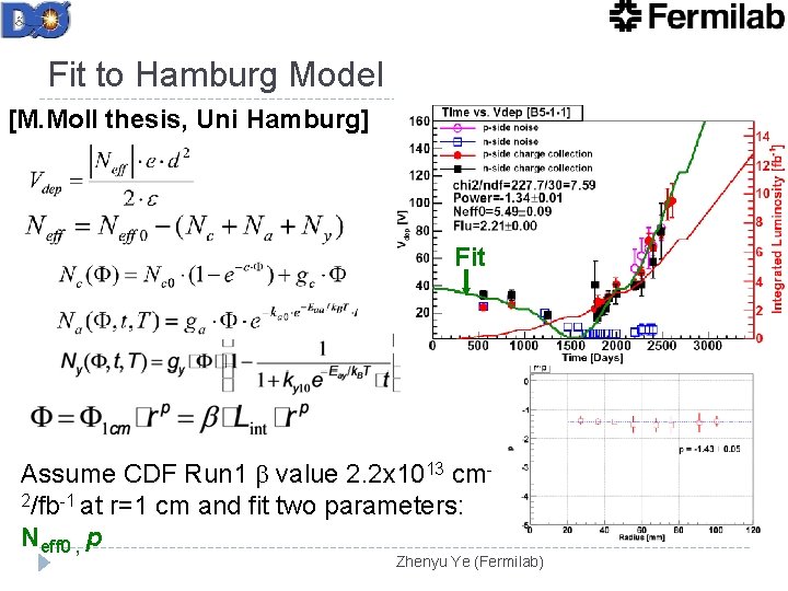 Fit to Hamburg Model [M. Moll thesis, Uni Hamburg] Layer 1 Inner Fit Assume