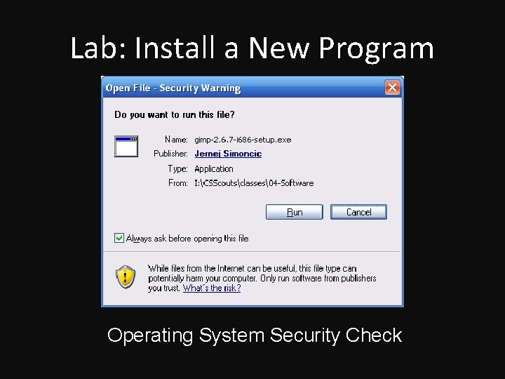 Lab: Install a New Program Operating System Security Check 