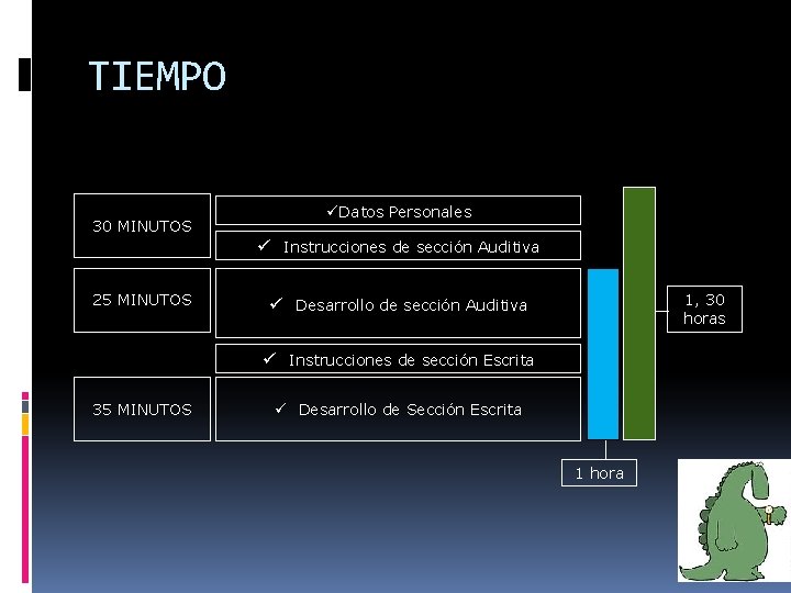 TIEMPO 30 MINUTOS üDatos Personales ü Instrucciones de sección Auditiva 25 MINUTOS 1, 30