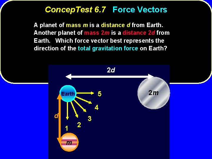 Concep. Test 6. 7 Force Vectors A planet of mass m is a distance