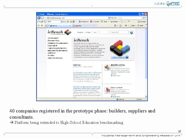 40 companies registered in the prototype phase: builders, suppliers and consultants. Platform being extended
