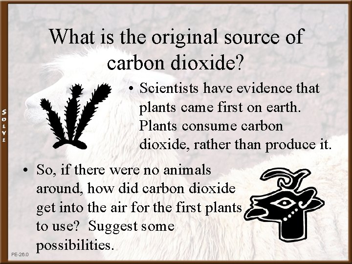 What is the original source of carbon dioxide? • Scientists have evidence that plants
