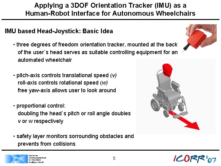 Applying a 3 DOF Orientation Tracker (IMU) as a Human-Robot Interface for Autonomous Wheelchairs