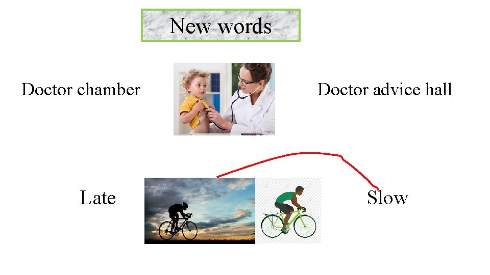New words Doctor chamber Late Doctor advice hall Slow 