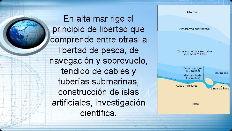 En alta mar rige el principio de libertad que comprende entre otras la libertad