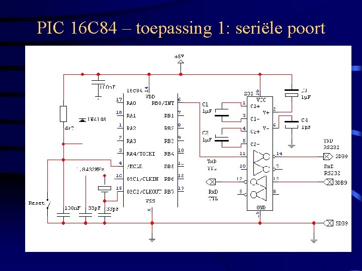 PIC 16 C 84 – toepassing 1: seriële poort 