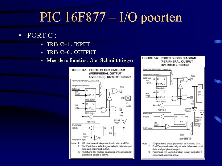 PIC 16 F 877 – I/O poorten • PORT C : • TRIS C=1