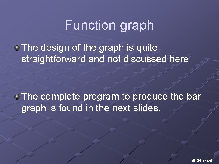 Function graph The design of the graph is quite straightforward and not discussed here