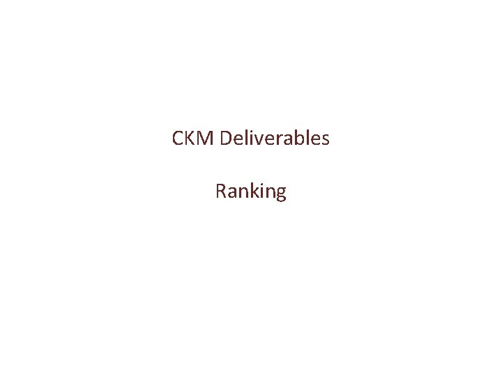 CKM Deliverables Ranking 