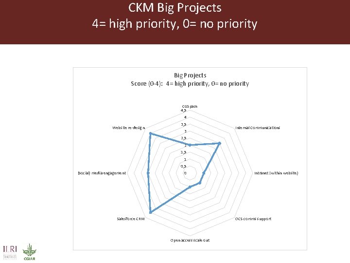CKM Big Projects 4= high priority, 0= no priority Big Projects Score (0 -4):